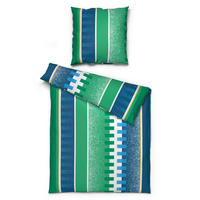 Microfaser Bettwäsche Bettwäsche_Microfaser Streifen blau - blau/grün (135,00/200,00cm)