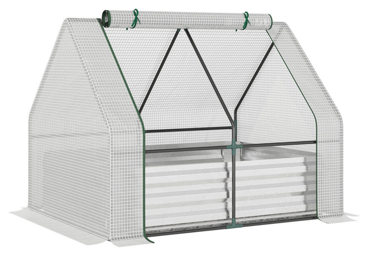 Outsunny Tür zum Aufrollen B/H/L: ca. 95x92x127 cm Foliengewächshaus 845-520 - weiß/silber (127,00/95,00/92,00cm) - Outsunny