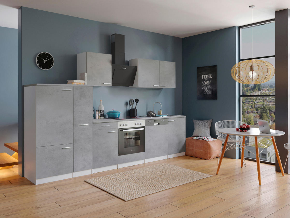 Respekta Küchenblock Malia Beton Optik B/H/T: ca. 310x200x60 cm Malia - Beton/weiß (310,00/200,00/60,00cm) - Respekta