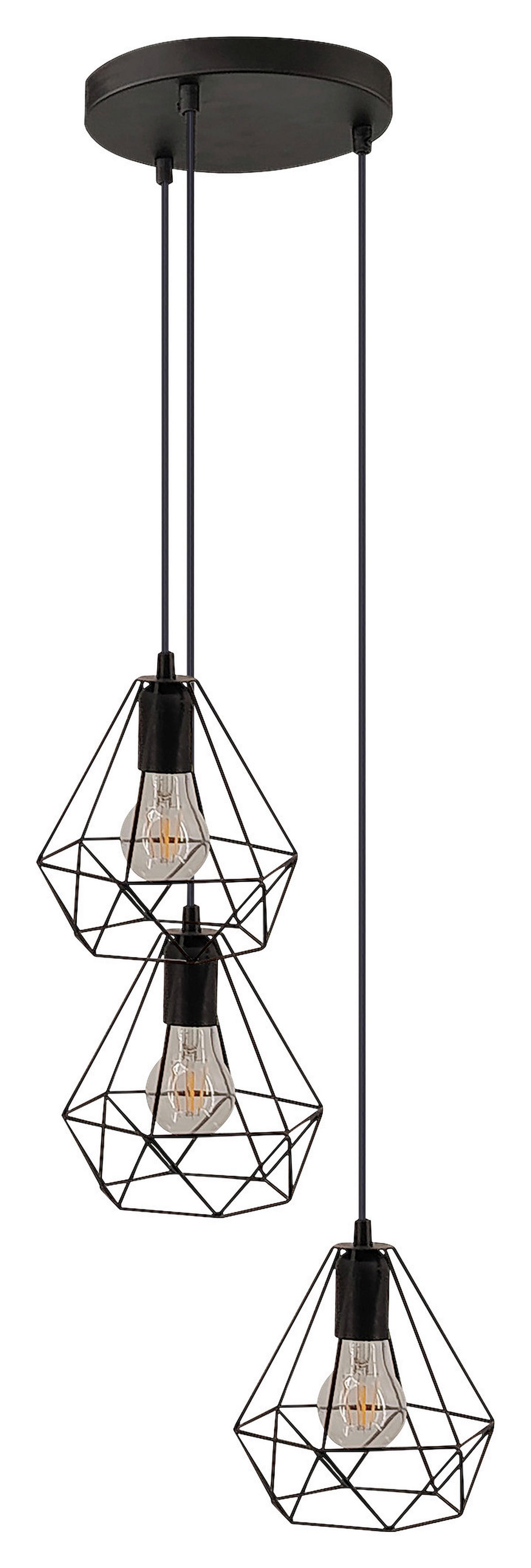 Pendelleuchte schwarz PVC Metall B/L: ca. 25x80 cm E27 3 Brennstellen Pendelleuchte_Senna - schwarz (25,00/80,00cm)