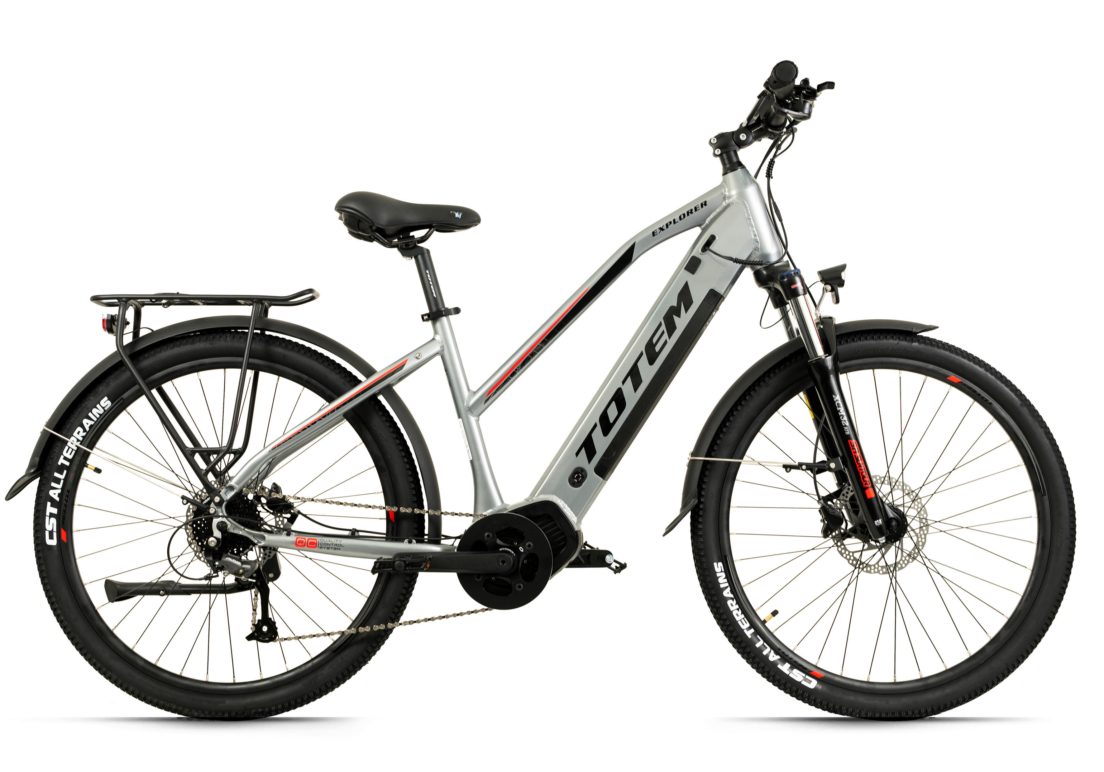 TOTEM Trekking E-Bike 331E 27,5 Zoll Rahmenhöhe 52 cm 9 Gänge silber silber ca. 250 W ca. 36 V ca. 27,5 Zoll