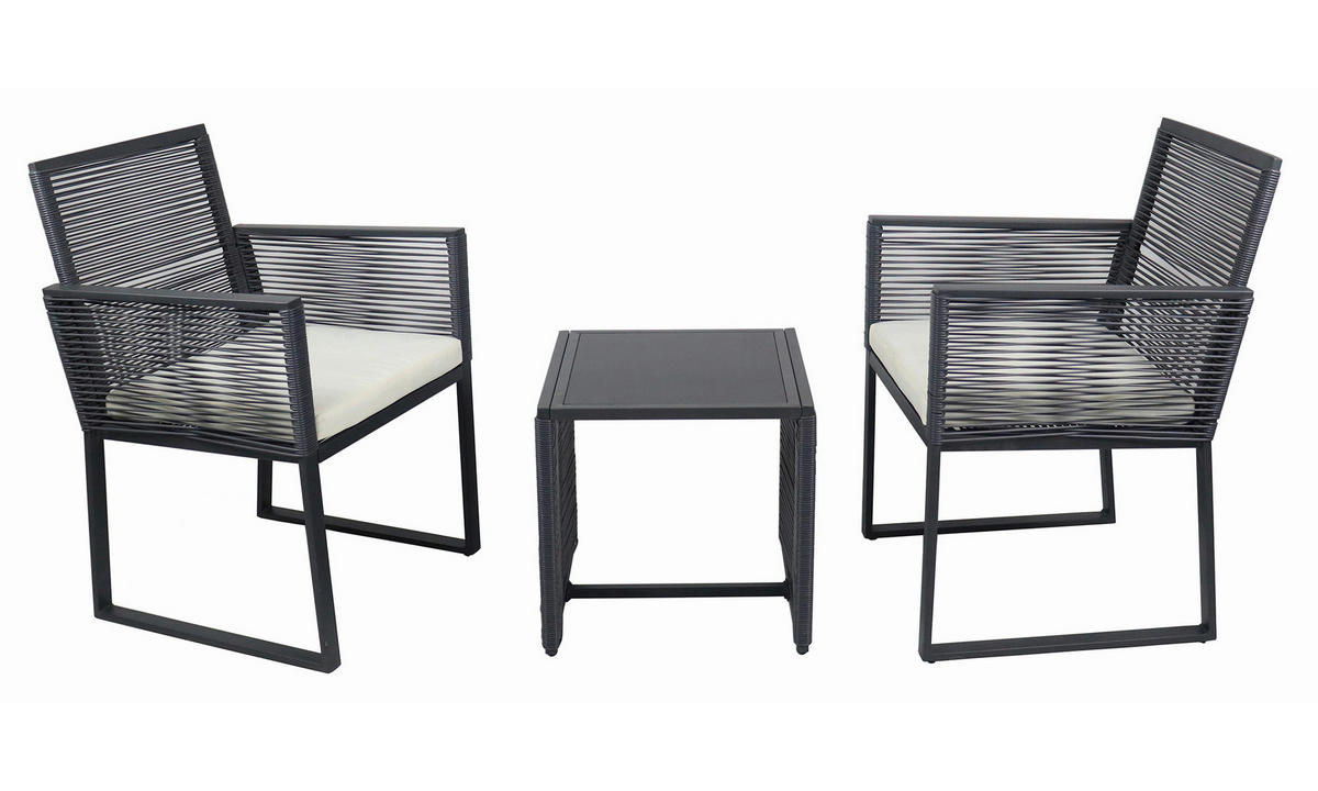 VCM Gartensitzgruppe Fidola schwarz Polyrattangeflecht B/H/L: ca. 53x86x53 cm Fidola - schwarz (53,00/53,00/86,00cm) - VCM