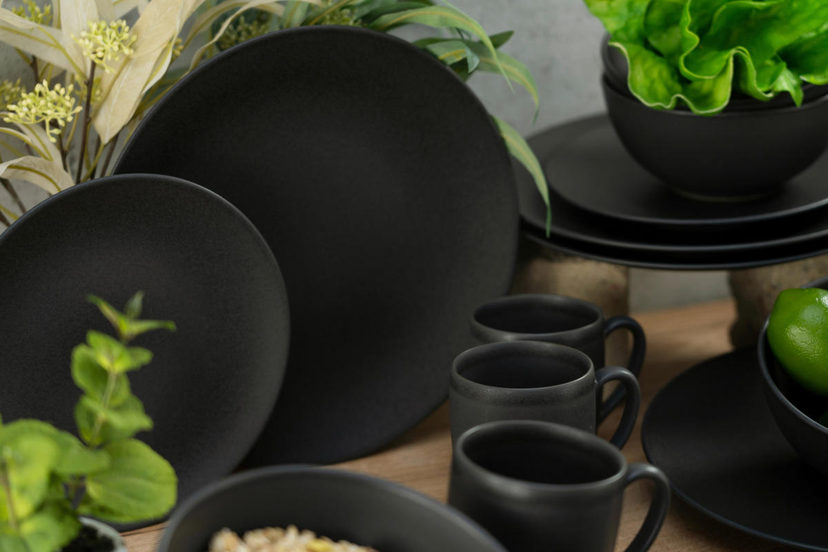 CreaTable Kombiservice Soft Touch mattschwarz Steinzeug 16 tlg. Soft Touch - mattschwarz - CreaTable