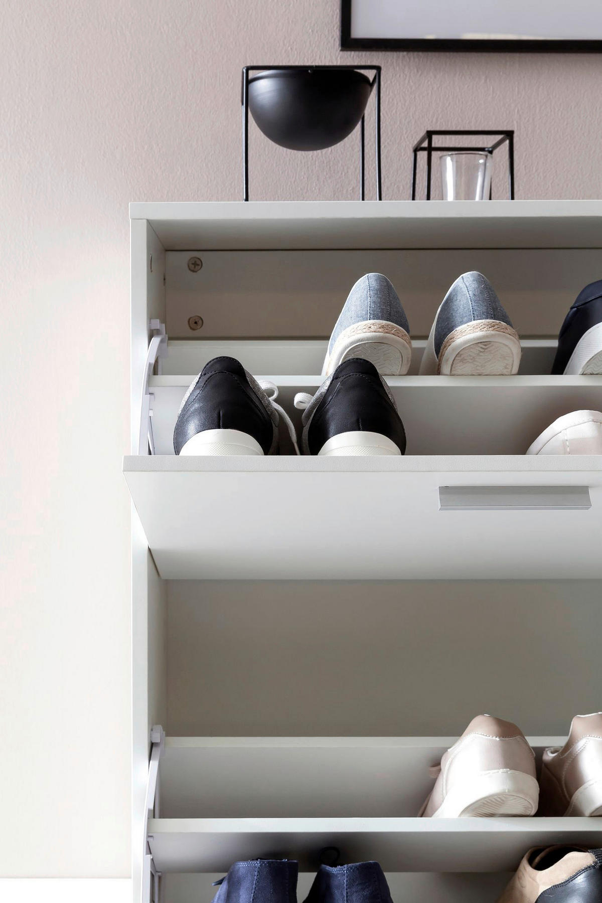 Schuhschrank weiß weiß B/H/T: ca. 120x81x24 cm Schuhschrank - weiß (120,00/81,00/24,00cm) - Wohnling