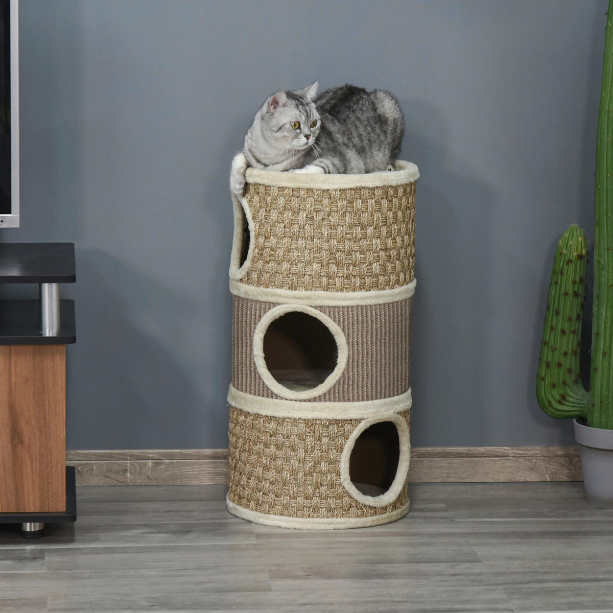 PawHut Tier-Zubehör braun Edelstahl B/H/L: ca. 37,5x37,5x70 cm Kratztonne - braun (70,00/37,50/37,50cm) - PawHut