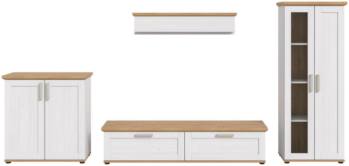 Wohnwand VERONA Lärche Nachbildung Eiche Nachbildung B/H/T: ca. 336x161x40 cm VERONA - Eiche/Lärche (336,00/161,00/40,00cm) - xonox.home