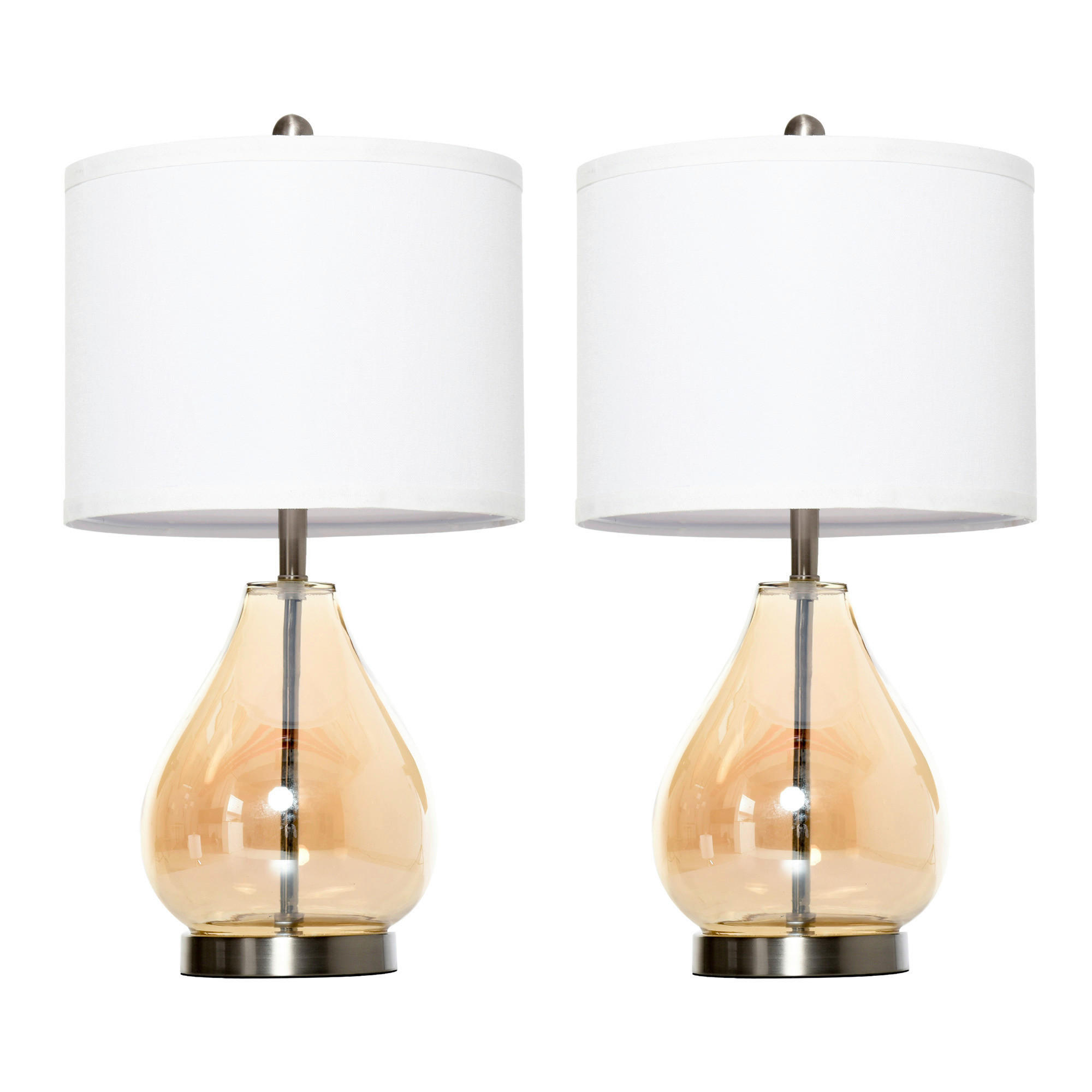 HOMCOM 2er-Tischleuchtenset B31-251 2er-Tischleuchtenset B31-251 - cremeweiß/goldgelb (30,00/56,00/30,00cm) - HOMCOM