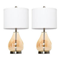 HOMCOM 2er-Tischleuchtenset B31-251 2er-Tischleuchtenset B31-251 - cremeweiß/goldgelb (30,00/56,00/30,00cm) - HOMCOM