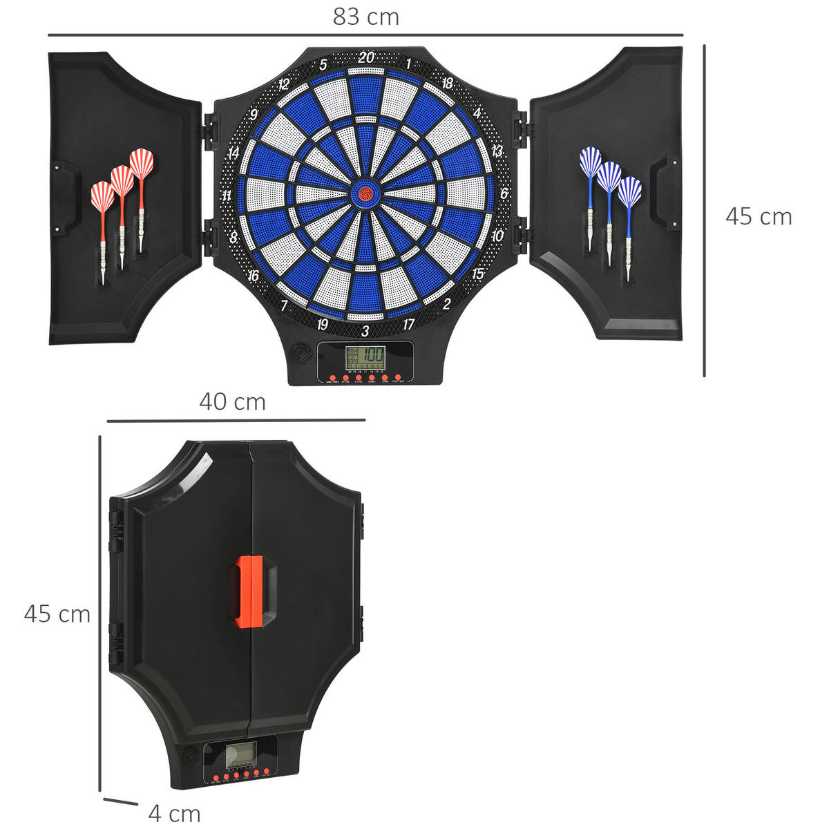 SPORTNOW Elektronische Dartscheibe B/H/L: ca. 45x83x4 cm Elektronische_Dartscheibe - schwarz (4,00/45,00/83,00cm) - SPORTNOW