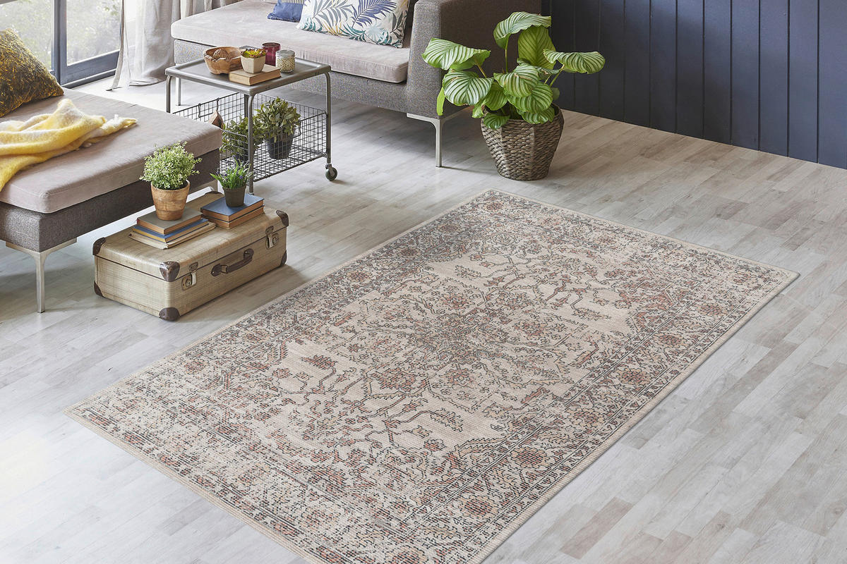 Kayoom Flachflorteppich Perry 325 beige B/L: ca. 80x150 cm Perry 325 - beige (80,00/150,00cm) - Kayoom