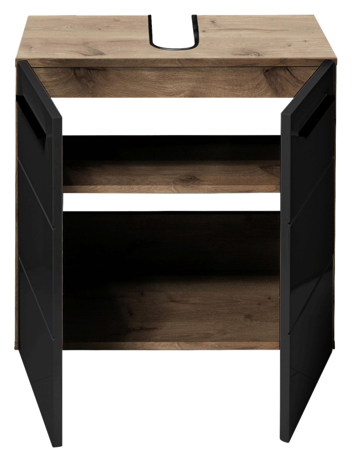 Waschbeckenunterschrank Vista Oak Eiche Viking Nachbildung schwarz matt B/H/T: ca. 60x62x31 cm Vista - schwarz/Oak (60,00/62,00/31,00cm)