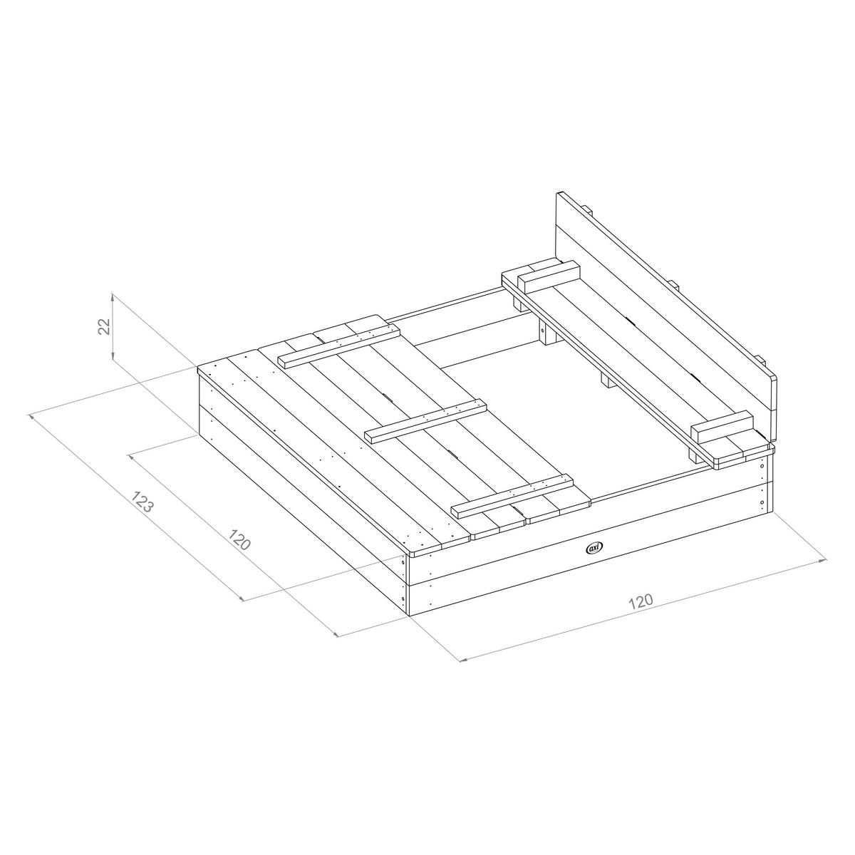 AXI Sandkasten Ella XL braun Holz B/H/L: ca. 120x20x120 cm Ella XL - braun/grün (120,00/120,00/20,00cm) - AXI