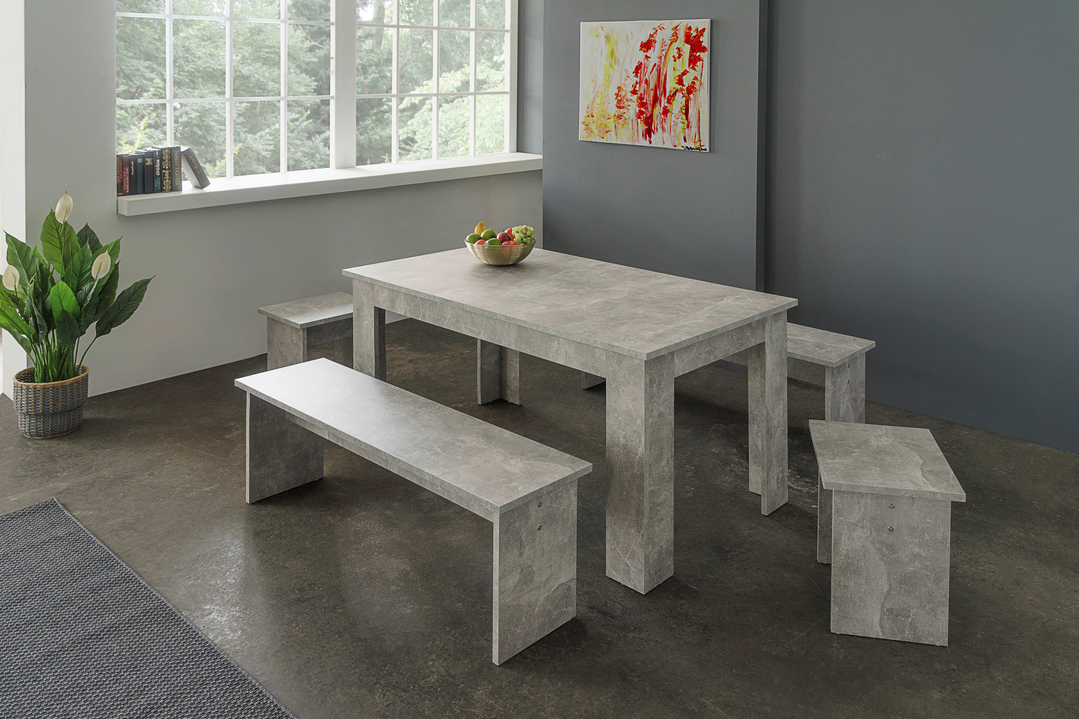 Tischgruppe München Beton Optik Spanplatte B/H/T: ca. 140x75x80 cm München - (140,00/75,00/80,00cm)