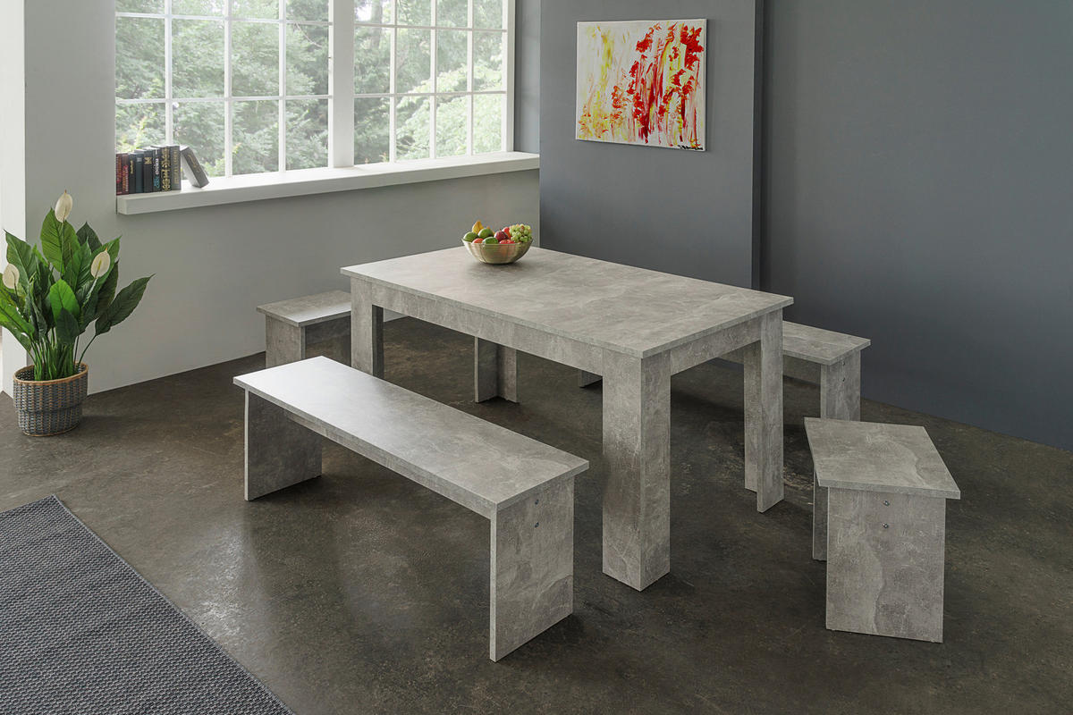 Tischgruppe München Beton Optik Spanplatte B/H/T: ca. 140x75x80 cm München - (140,00/75,00/80,00cm)