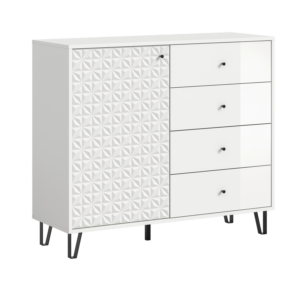 Highboard PRISMA weiß weiß Hochglanz B/H/T: ca. 110x96x40 cm PRISMA - weiß (110,00/96,00/40,00cm) - xonox.home