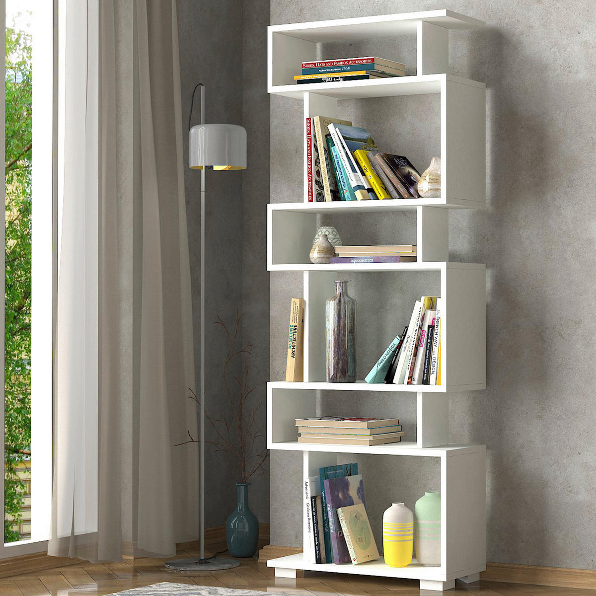 Regal Blok weiß B/H/T: ca. 60x160x20 cm Blok - weiß (60,00/160,00/20,00cm) - moebel17
