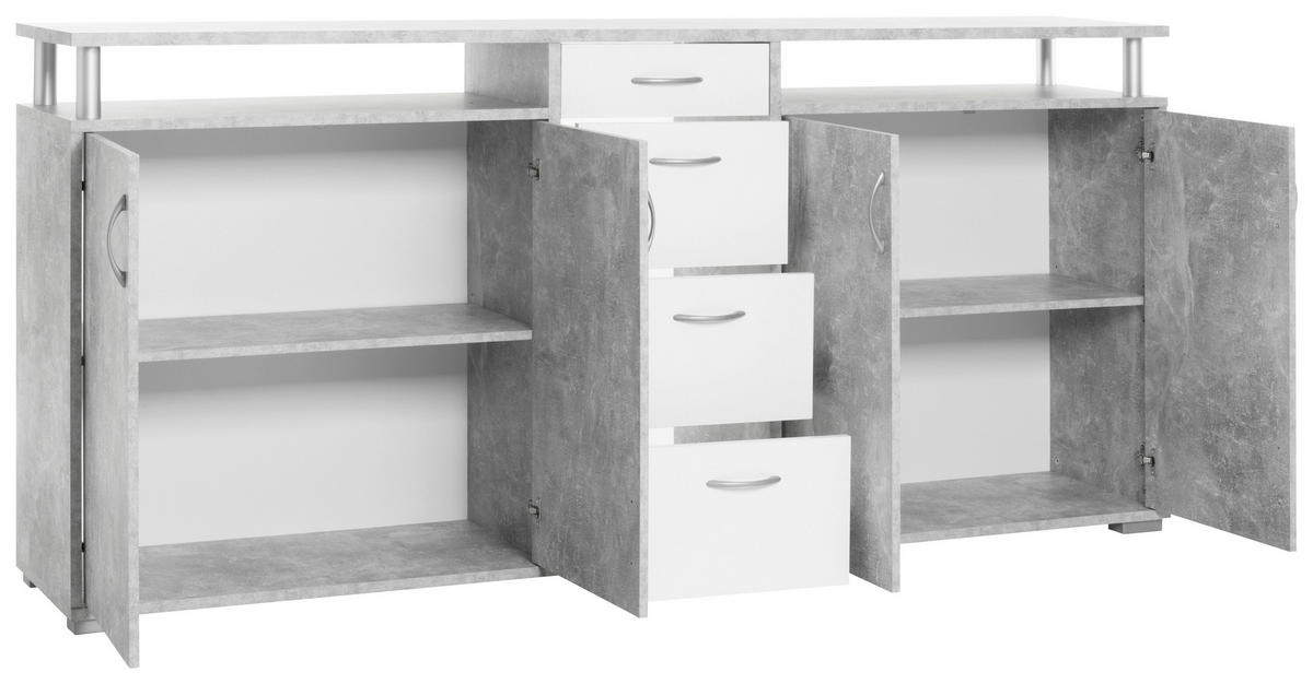 Sideboard Maximo Beton Optik weiß B/H/T: ca. 208x94x38 cm Maximo - weiß (208,00/94,00/38,00cm)