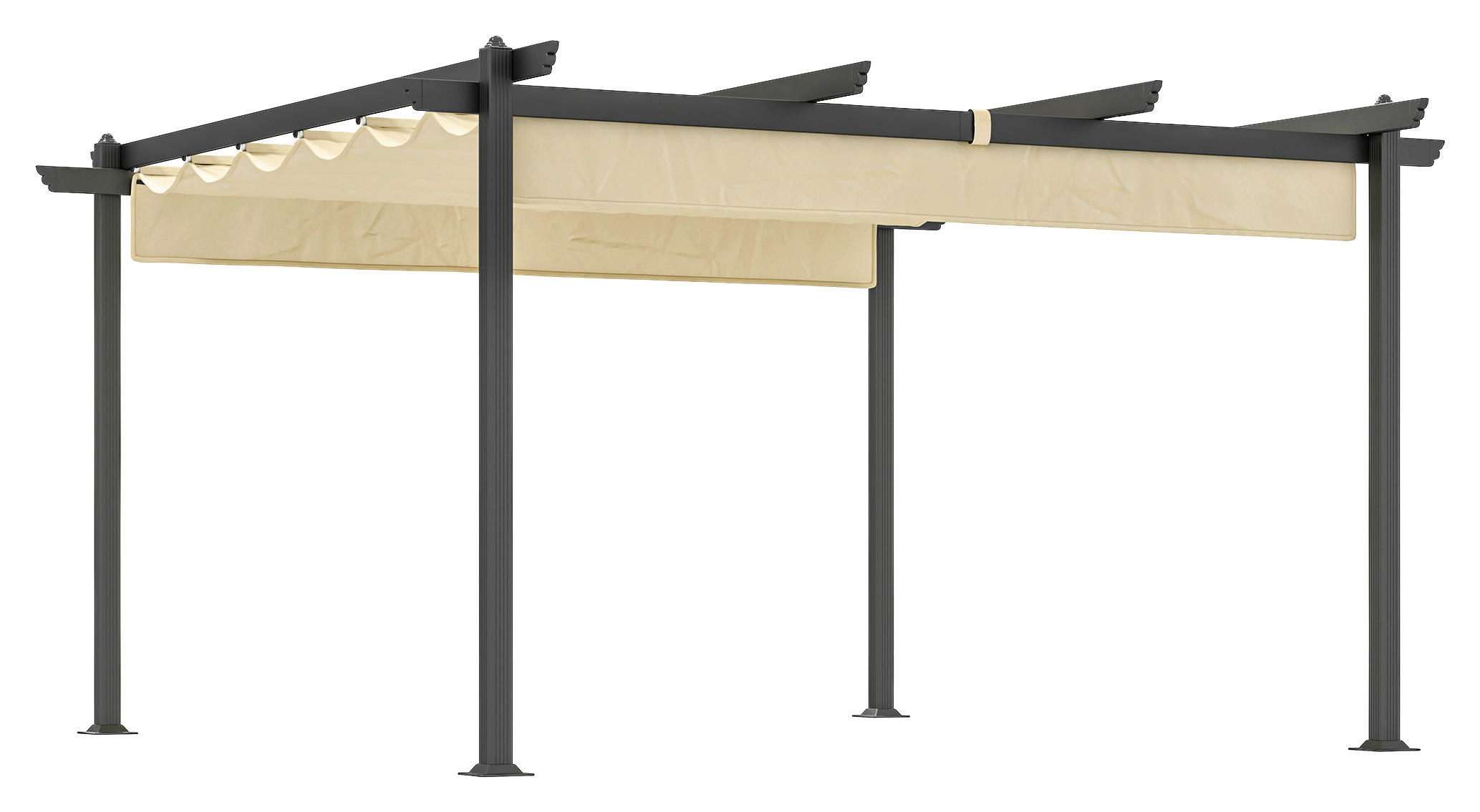 Outsunny Pergola beige Aluminium B/H/L: ca. 390x223x390 cm Pergola - beige (390,00/390,00/223,00cm) - Outsunny