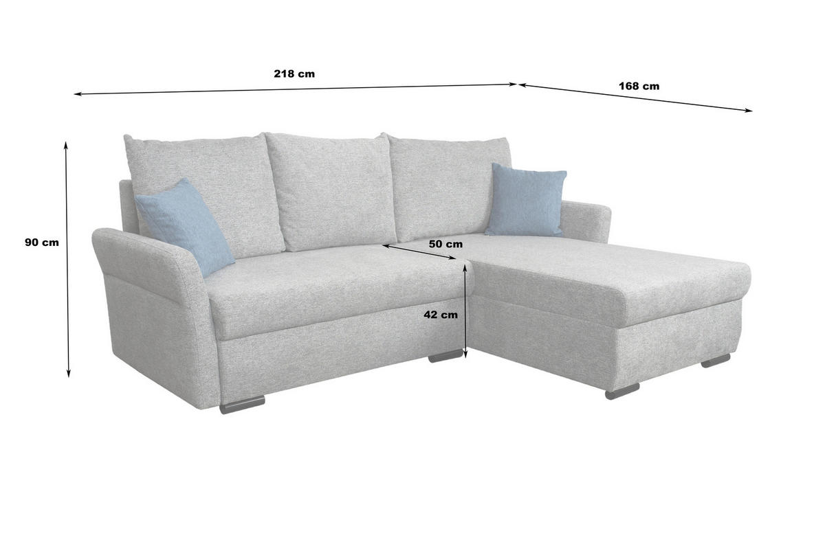 Ecksofa Marseille II grau Webstoff B/H/T: ca. 218x90x168 cm Marseille II - schwarz/grau (218,00/90,00/168,00cm)