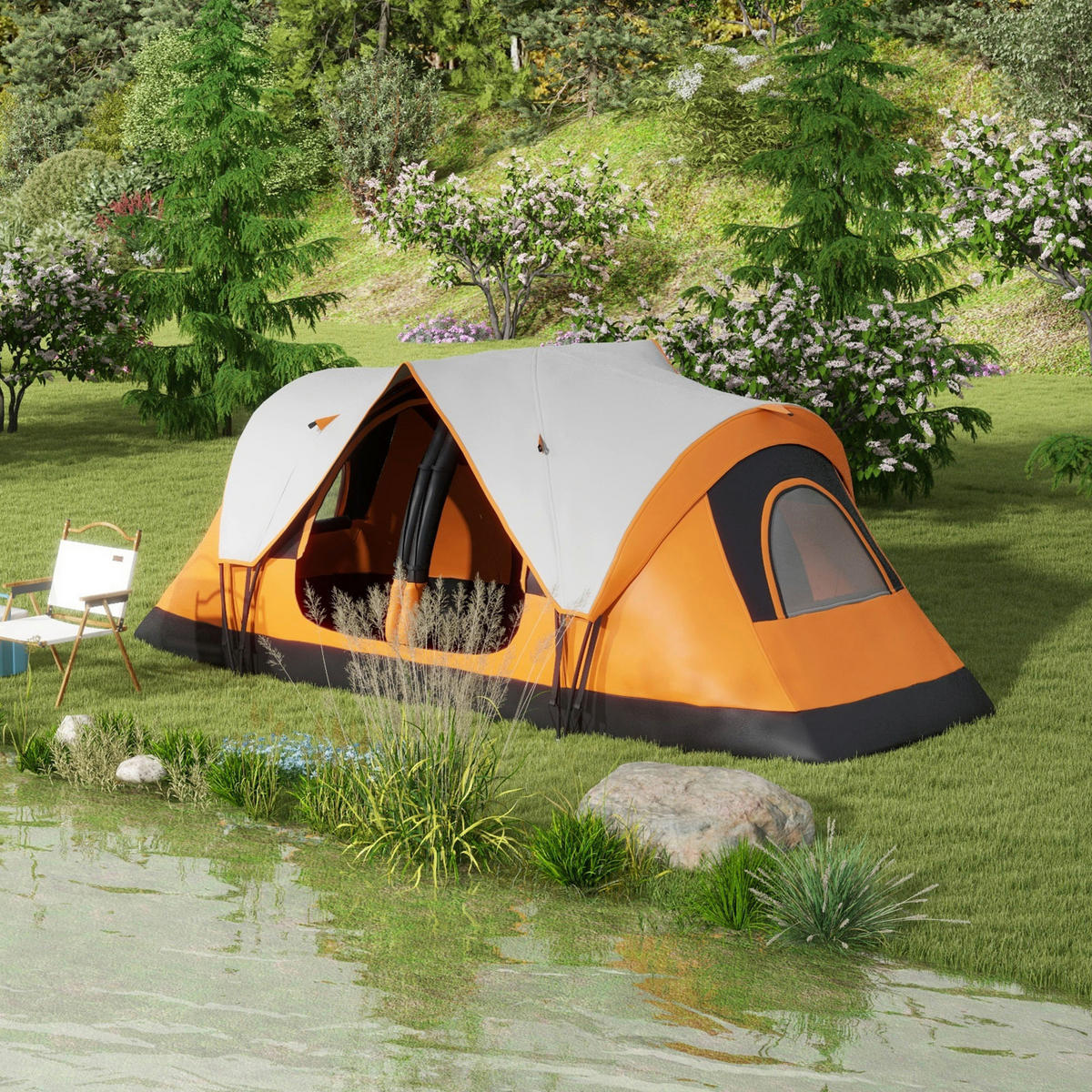 Outsunny Campingzelt B/H/L: ca. 215x180x450 cm Campingzelt - orange (450,00/215,00/180,00cm) - Outsunny