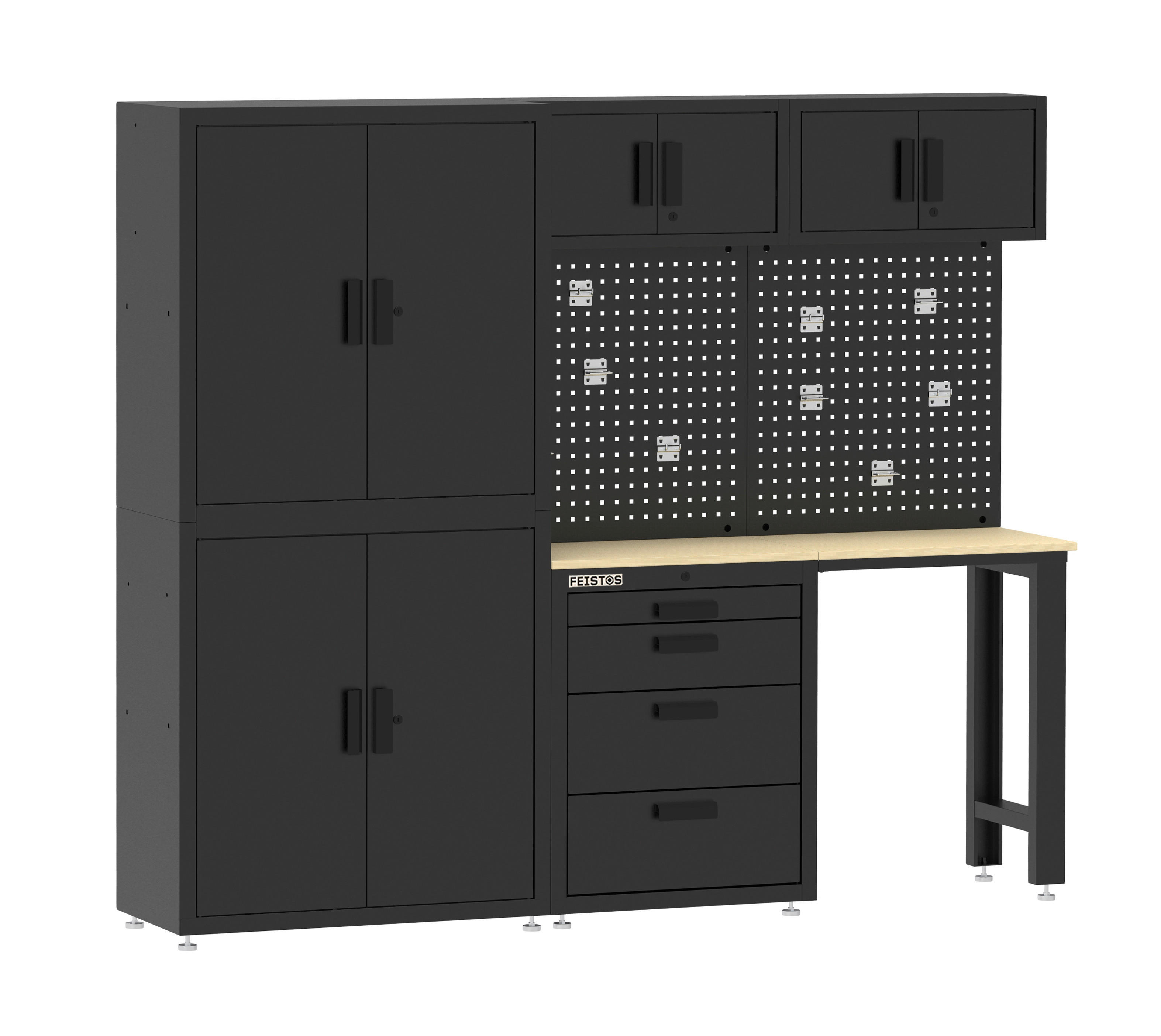 Werkzeugschrank Monos schwarz B/H/L: ca. 228x190x46 cm Monos - schwarz (46,00/228,00/190,00cm) - Feistos