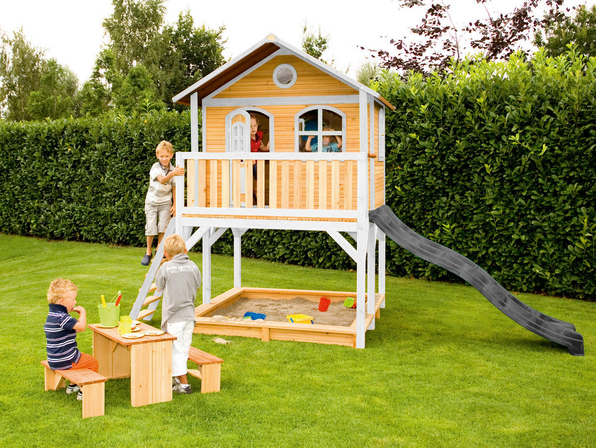 AXI Spielhaus Marc braun B/H/L: ca. 432x293x212 cm Marc - braun/weiß (212,00/432,00/293,00cm) - AXI