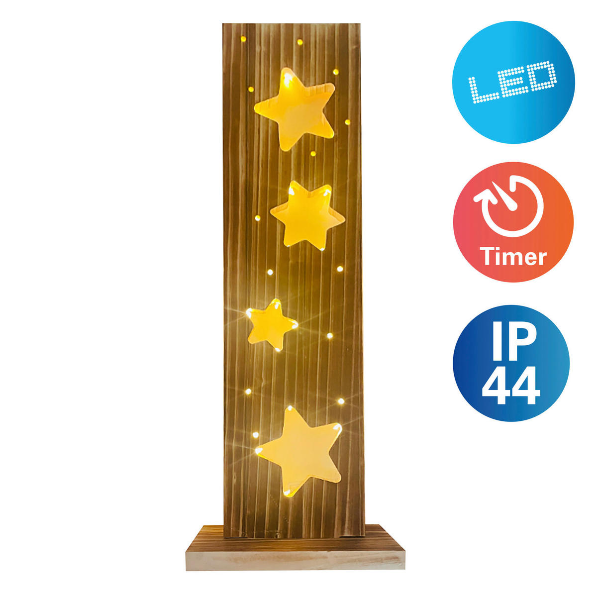 Näve Leuchten LED-Dekoartikel LED-Holz-Weihnachtsleuchte STERNE - natur (11,00/60,00/21,50cm) - Näve Leuchten