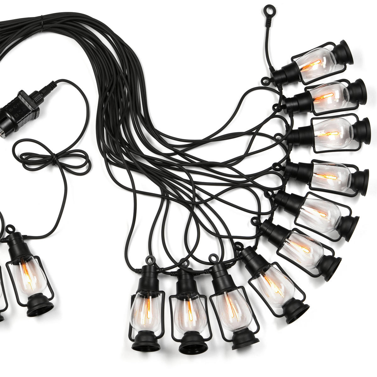 Outdoor-Lichterkette schwarz B/L: ca. 2x2000 cm GARLAND - schwarz (2,00/2000,00cm) - Lamkur