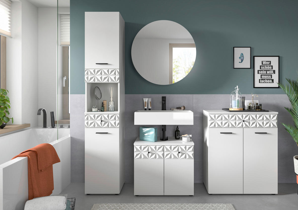 Badezimmer-Set Prisma weiß B/H/T: ca. 145x187x37 cm Prisma - weiß (145,00/187,00/37,00cm) - xonox.home