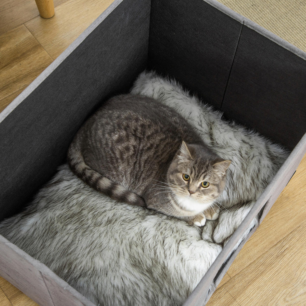 PawHut Katzenhaus grau Polyester B/H/L: ca. 45x44,5x60 cm Katzenhaus - grau (60,00/45,00/44,50cm) - PawHut