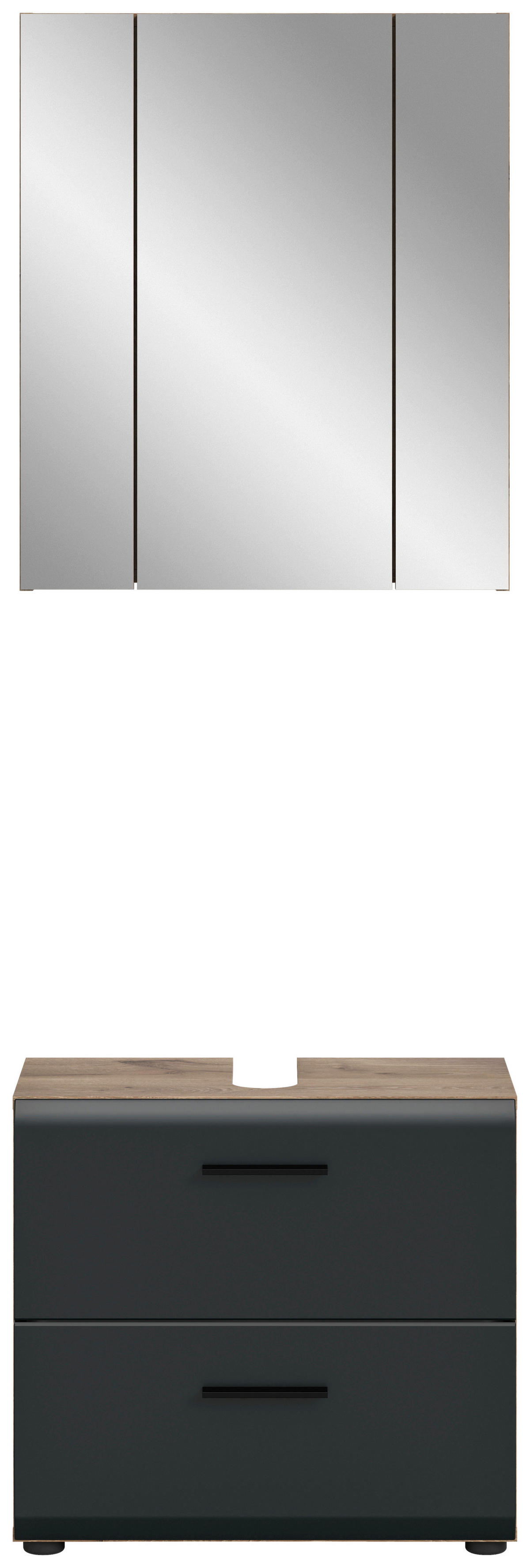 Badezimmer-Set Ice Nox Oak Nachbildung schwarz matt B/H/T: ca. 60x185x30 cm Ice - schwarz (60,00/185,00/30,00cm) - xonox.home