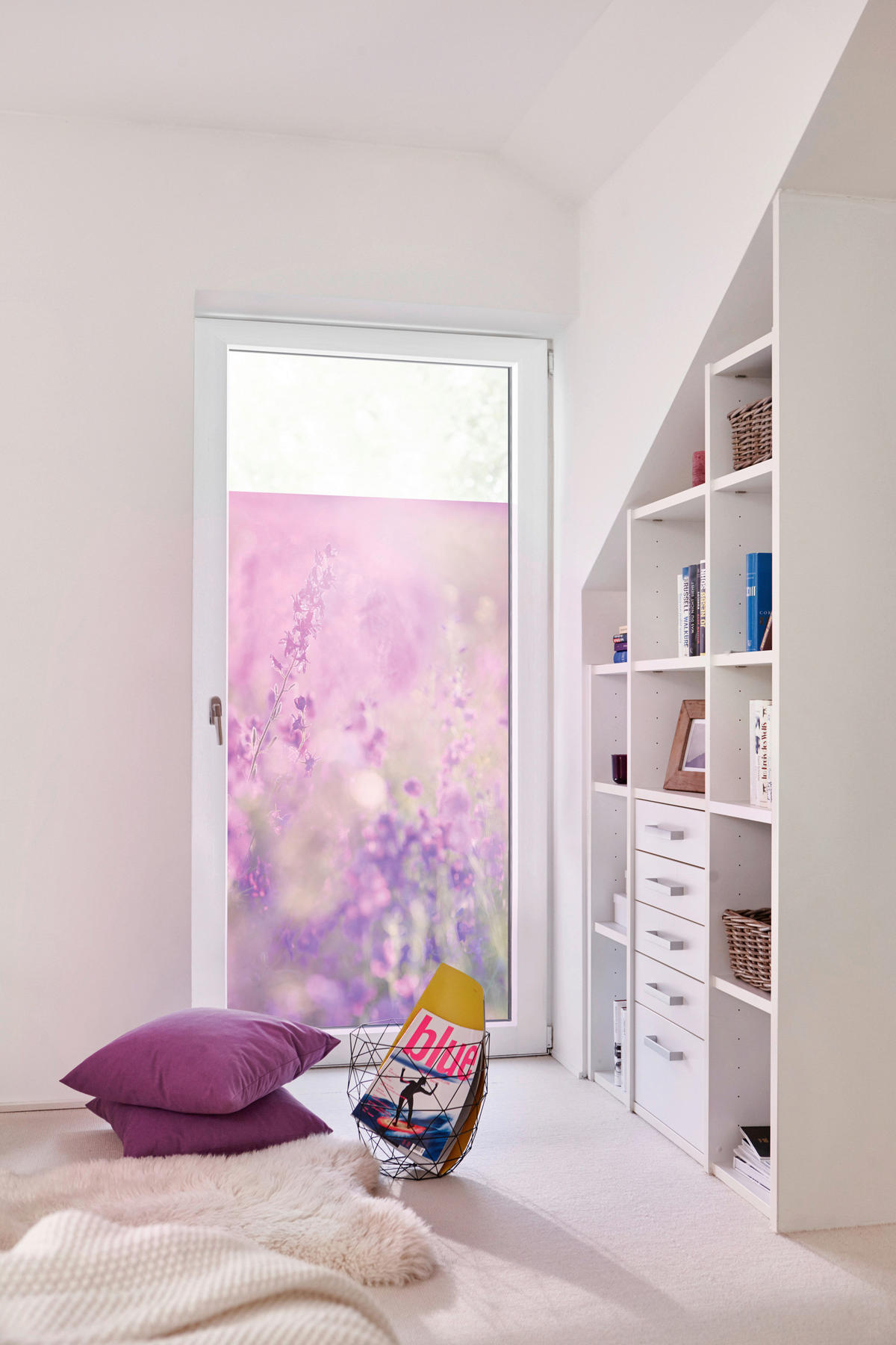 LICHTBLICK Fensterfolie Blumen violett B/L: ca. 100x180 cm