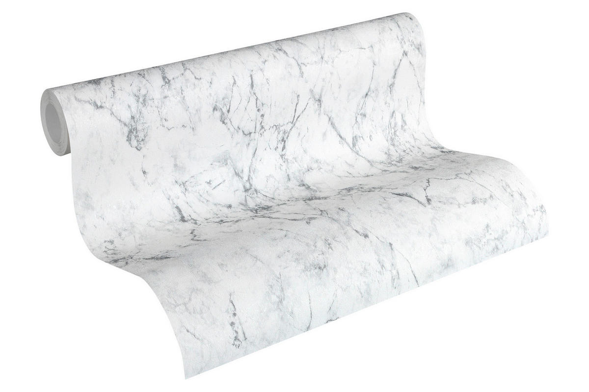 Vliestapete Marmor weiß grau B/L: ca. 53x1005 cm Vliestapete_36157-2_Neue_Bude - weiß/grau (53,00/1005,00cm)