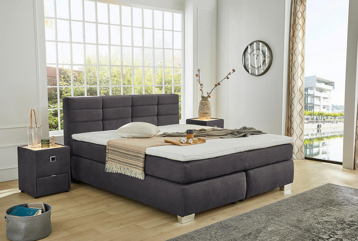 Boxspringbett  dunkelgrau Liegefläche B/L: ca. 180x200 cm Rabea_Max_Boxspringbett - dunkelgrau (189,00/106,00/215,00cm)