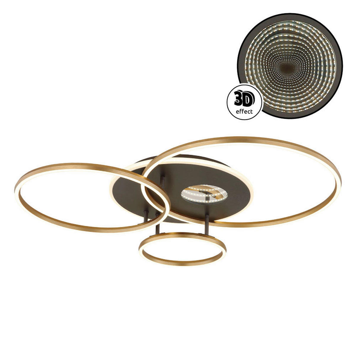 GLOBO Deckenleuchte anthrazit Opal gold Aluminium Acryl Kunststoff B/H/L: ca. 70x13x90 cm 1 Brennstellen Invertina - gold/Opal (90,00/70,00/13,00cm) - GLOBO