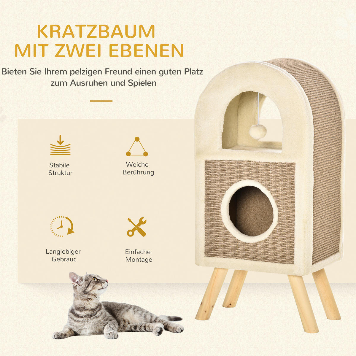 PawHut Kratzbaum braun Spanplatte B/H/L: ca. 34x40x91 cm Kratzbaum - braun (91,00/34,00/40,00cm) - PawHut