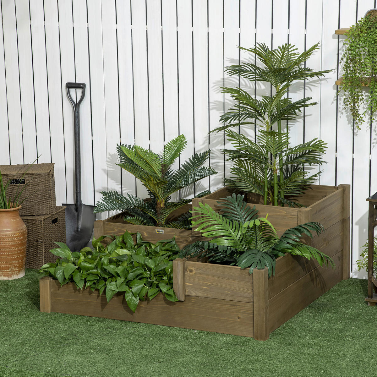 Outsunny Hochbeet braun B/H/L: ca. 122x51x122 cm Hochbeet - braun (122,00/122,00/51,00cm) - Outsunny