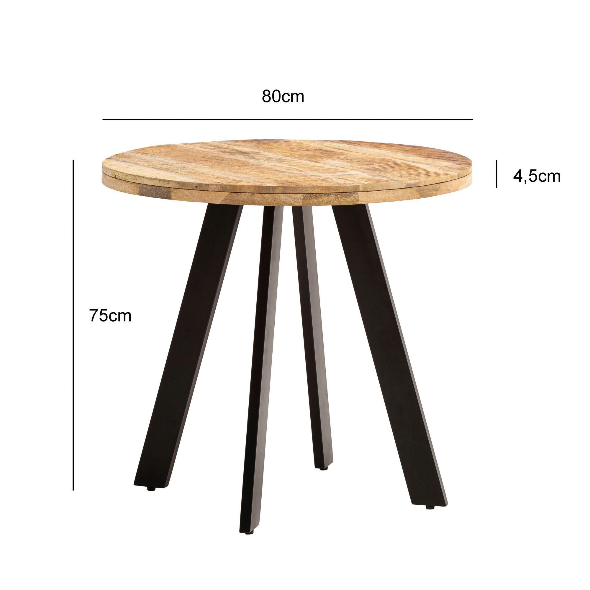 Esstisch braun H/D: ca. 75x80 cm Esszimmertisch - braun (80,00/75,00cm) - Wohnling