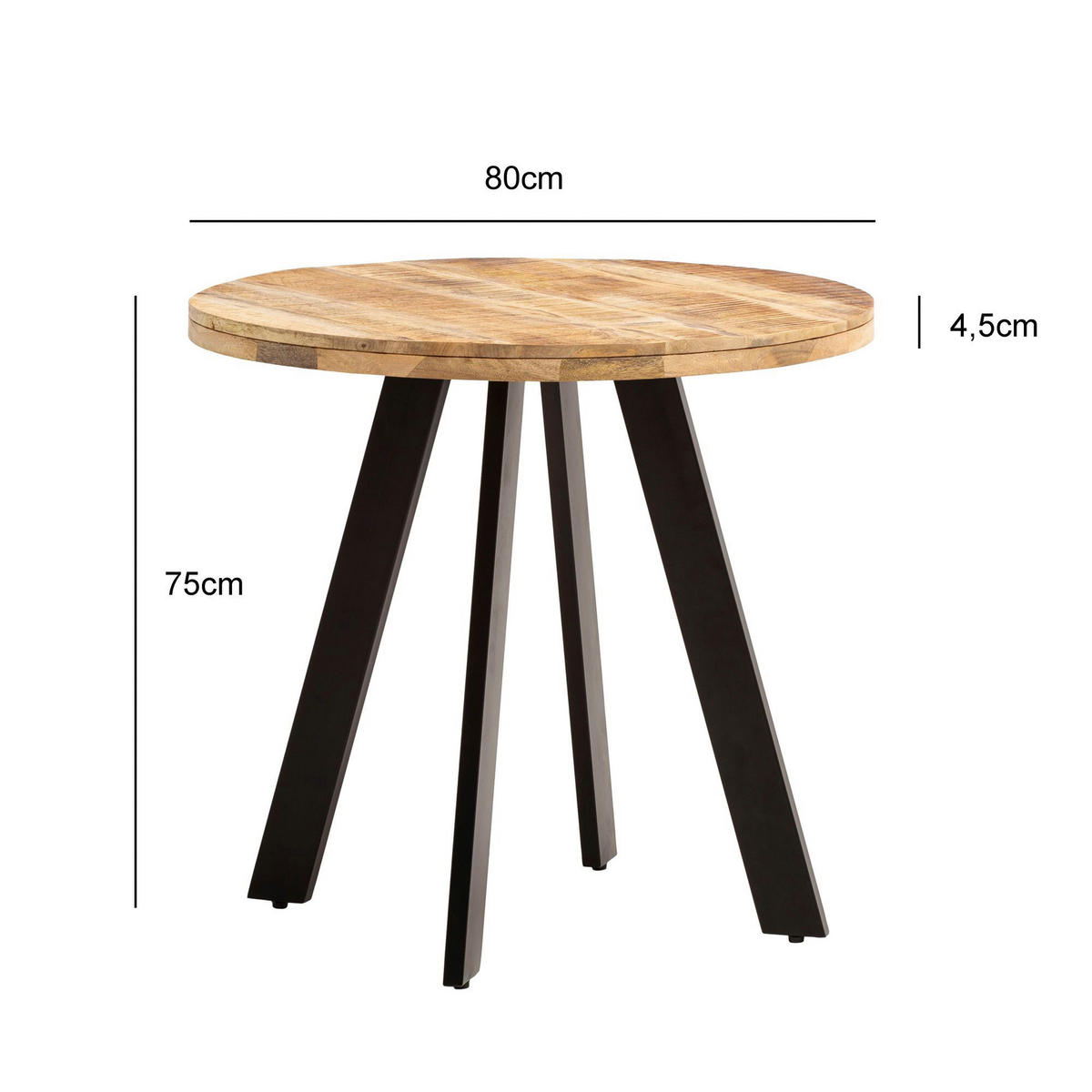 Esstisch braun H/D: ca. 75x80 cm Esszimmertisch - braun (80,00/75,00cm) - Wohnling