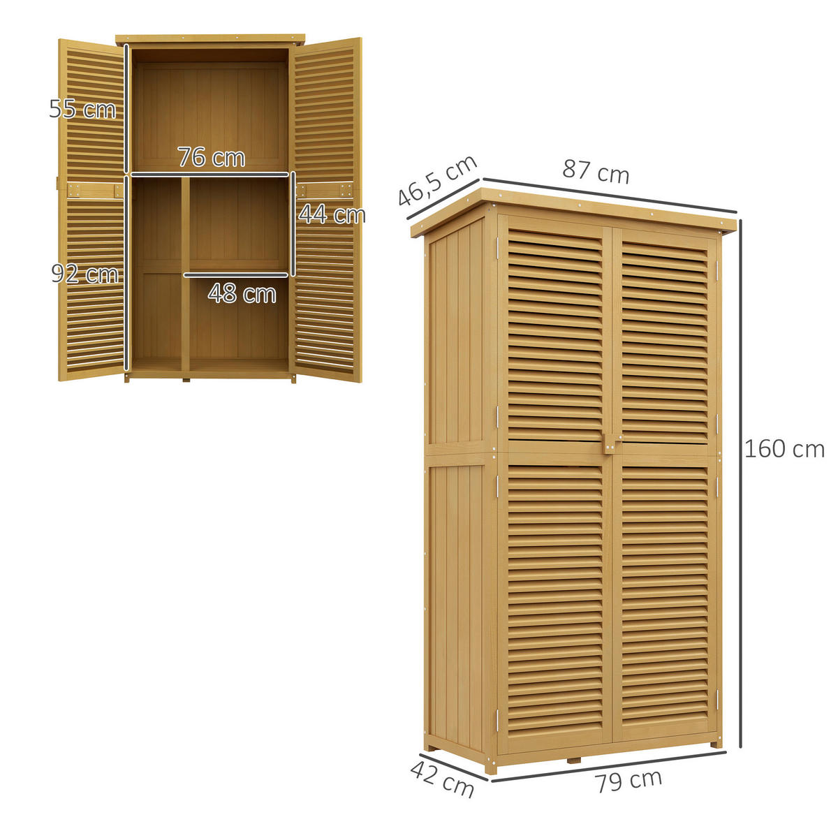 Outsunny Gartenschrank gelb Kiefer B/H/L: ca. 46,5x160x87 cm Gartenschrank - gelb (87,00/46,50/160,00cm) - Outsunny