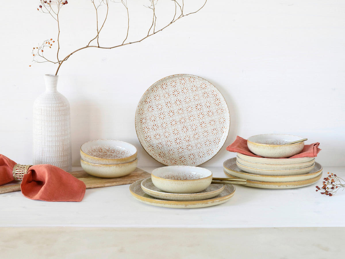 CreaTable Tafelservice Uno Emiliana rot Steinzeug 12 tlg. Uno Emiliana - rot - CreaTable