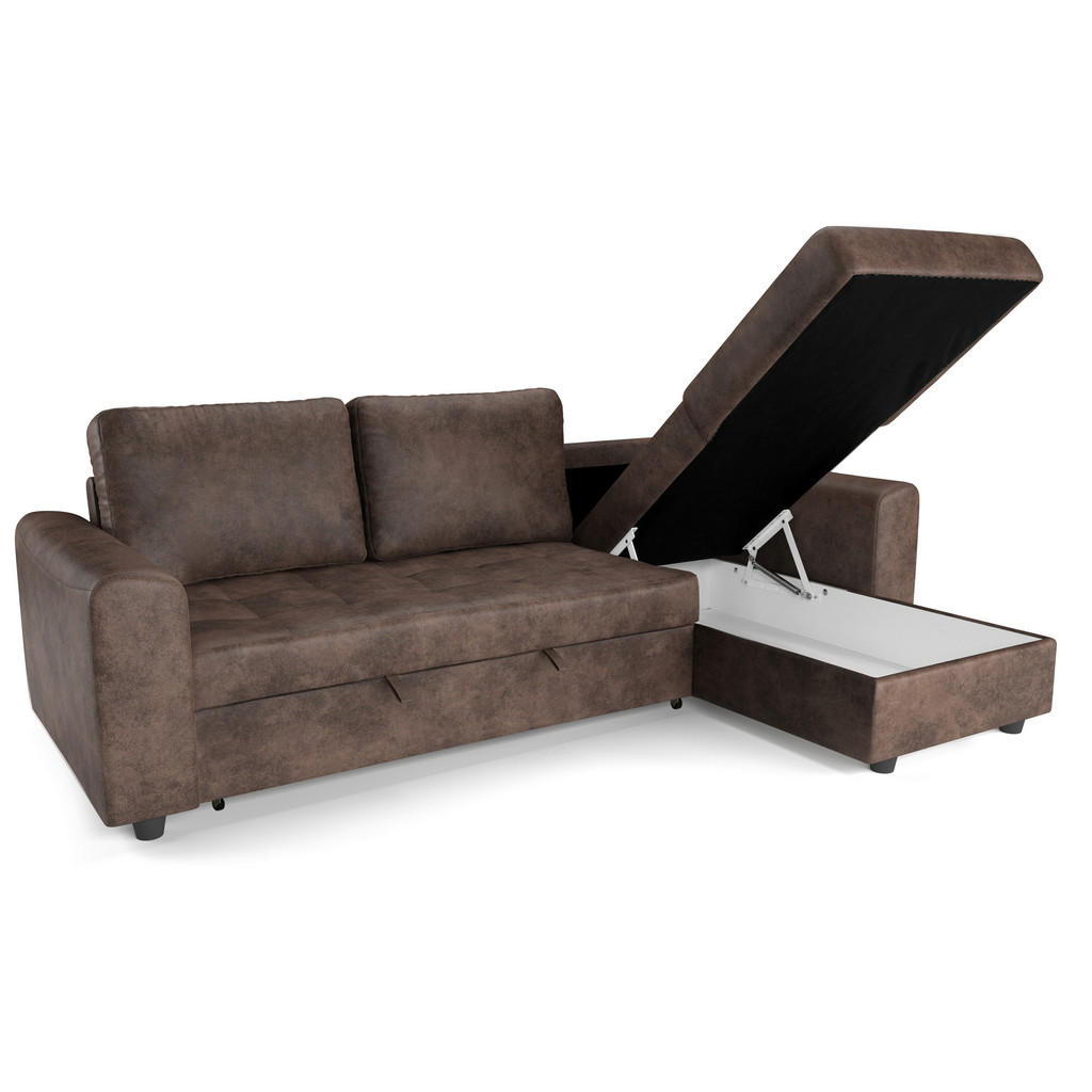 Thumbnail - Ecksofa mit Bettfunktion und Bettkasten silber Microfaser B/T: ca. 245x155 cm
