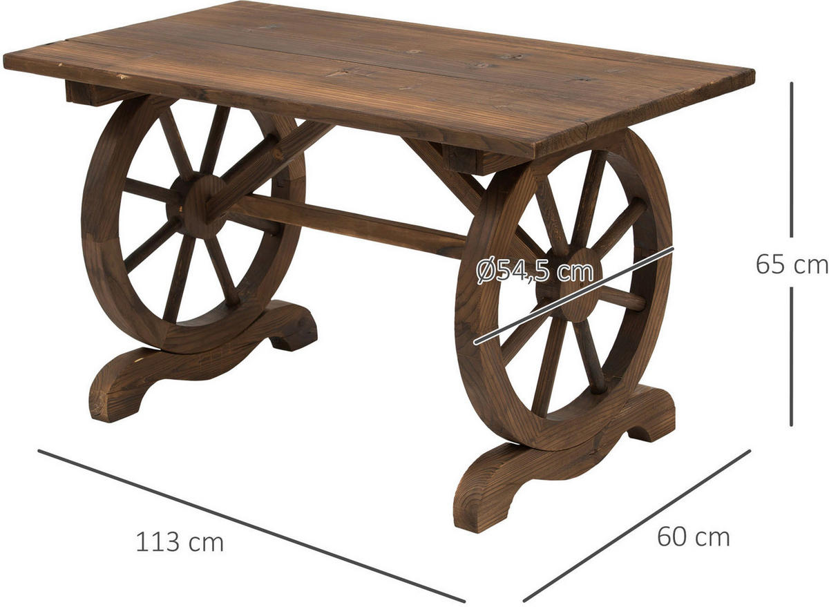 Outsunny Gartentisch natur Holz B/H/L: ca. 60x65x115 cm Gartentisch - natur (115,00/60,00/65,00cm) - Outsunny