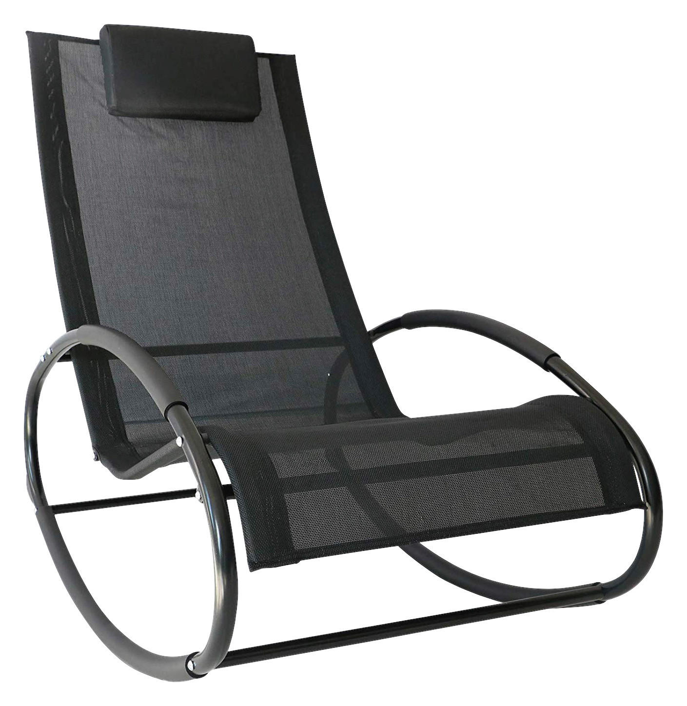Outsunny Schaukelstuhl schwarz Stahl B/H/L: ca. 62x88x105 cm Schaukelstuhl - schwarz (105,00/62,00/88,00cm)