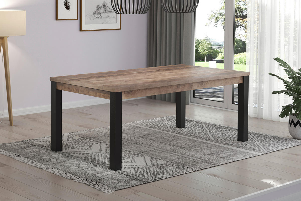 Tisch Emile Eiche Tabak Nachbildung B/H/T: ca. 200x77x90 cm Emile - Eiche/schwarz (200,00/77,00/90,00cm) - Trendteam