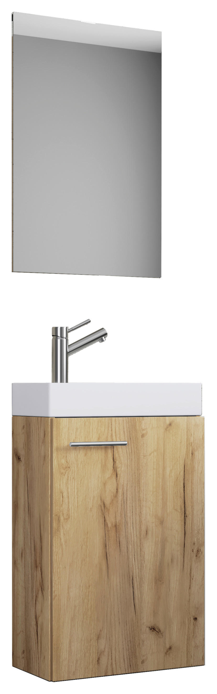 Waschplatz 3tlg-Slito Eiche Honig Nachbildung weiß B/H/T: ca. 41x69,5x22 cm 3tlg-Slito - Eiche/weiß (41,00/69,50/22,00cm) - VCM Möbel