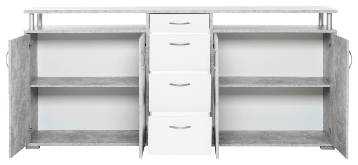 Sideboard Maximo Beton Optik weiß B/H/T: ca. 208x94x38 cm Maximo - weiß (208,00/94,00/38,00cm)