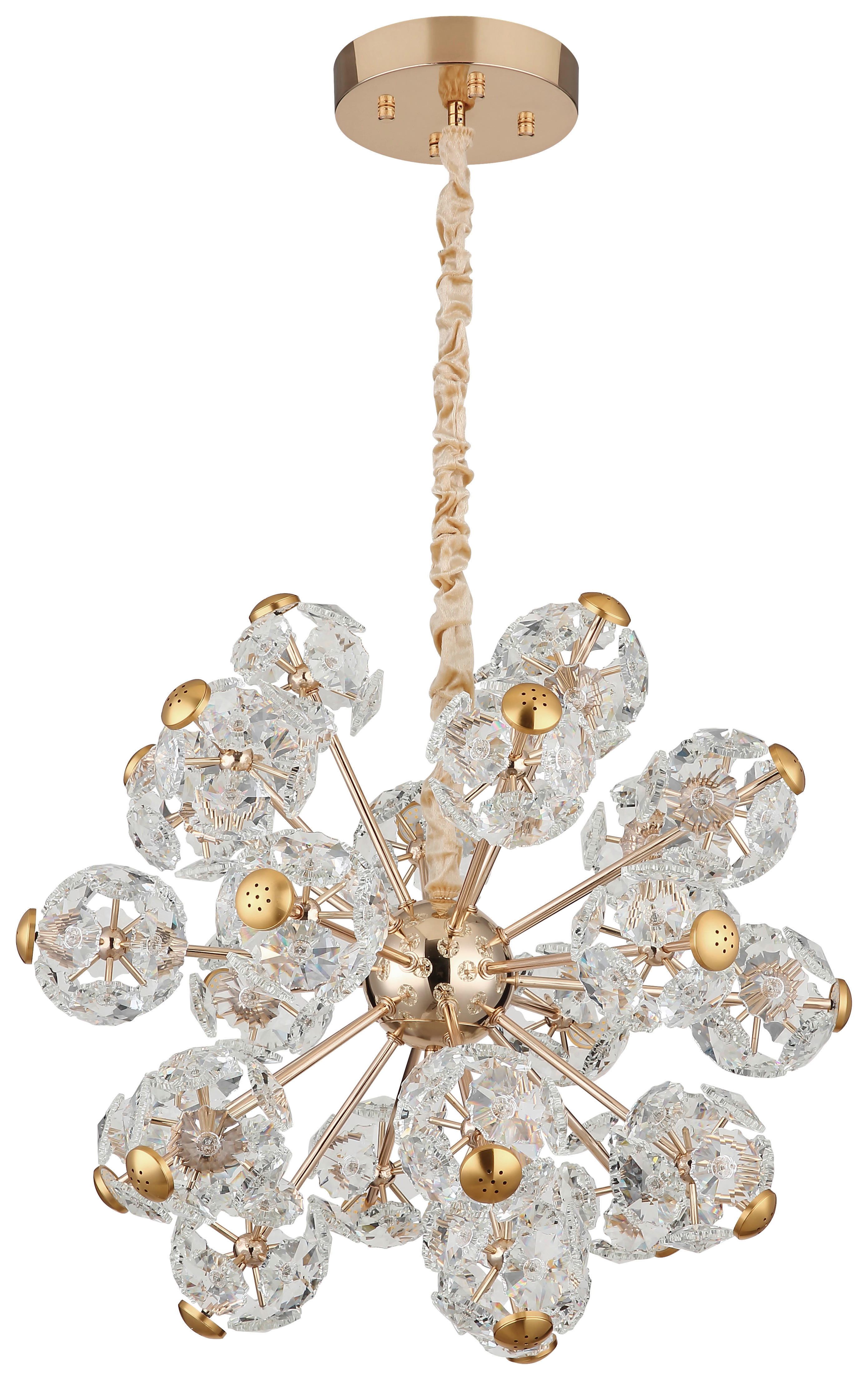 GLOBO Pendelleuchte klar gold Glas Metall H/D: ca. 135x65 cm 1.0 Brennstellen Floriella - gold/klar (65,00/135,00cm) - GLOBO