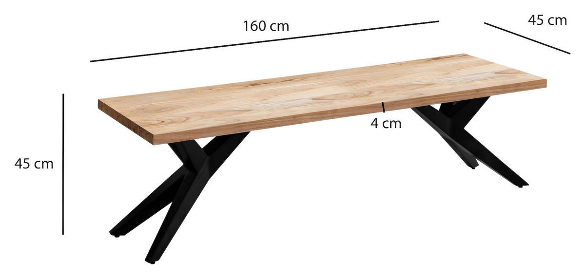 Sitzbank braun B/H/T: ca. 160x45x45 cm Esszimmerbank - braun (160,00/45,00/45,00cm) - Wohnling