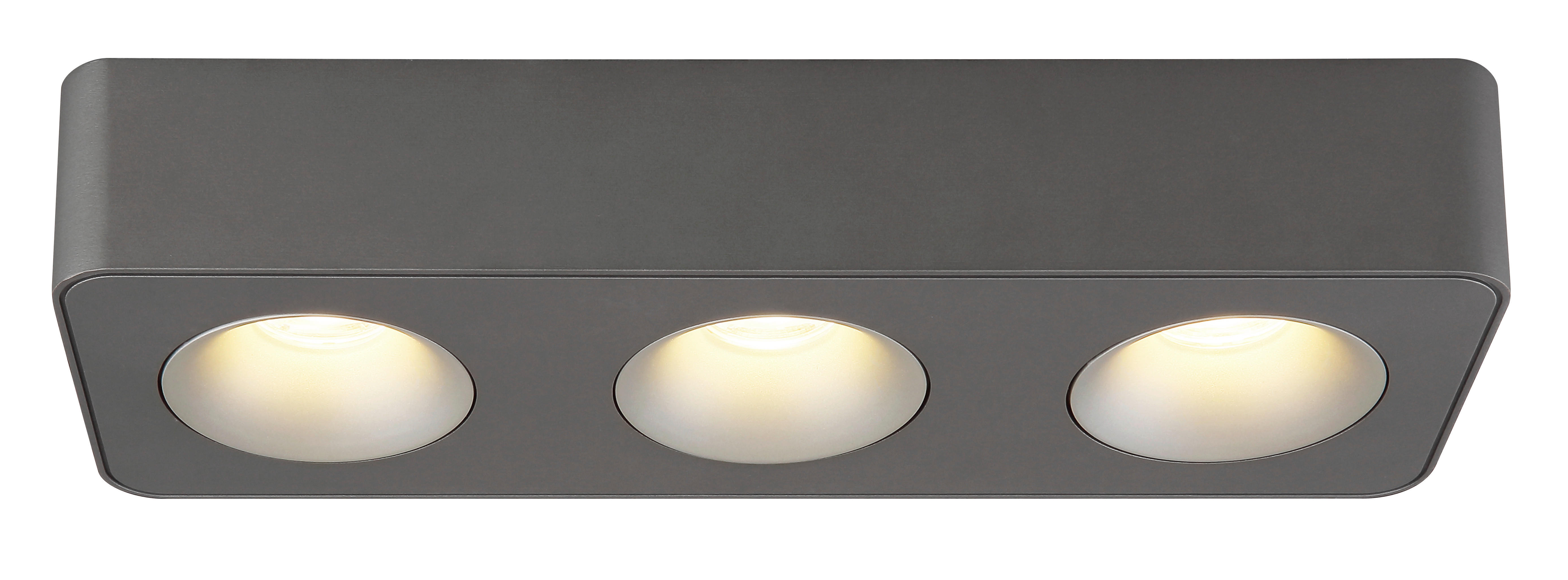 GLOBO LED-Spot dunkelgrau Kunststoff Aluminium B/H/T: ca. 11,7x5,5x33,2 cm 3 Brennstellen HANGARAU - dunkelgrau (11,70/5,50/33,20cm) - GLOBO
